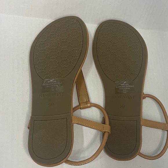 Nine West  Bassie Natural Neutral Nude Sandals Minimalist Design Size 5 - Picture 7 of 15